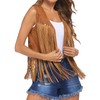 Womens Fringe Vest 70s Hippie Costume Sleeveless Cowgirl Western Faux
