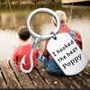 Grandpa Keychain Poppy Fishing Hook Keychain Grandfather Gift I Hooked