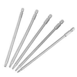 Torx Bit Set Long, 15pcsT10-T30 Magnetic Star Torx Screwdriver Bits, Torx 150 mm 1/4 Hex Shank Magnetic Safety Star Torx Drill Head Screwdriver BST Bits, #402