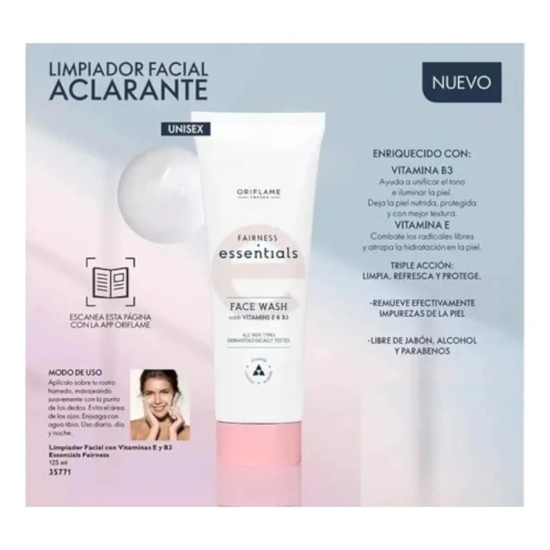 Gel Dermolimpiador Facial Aclarante Oriflame Glow Essentials 125mL