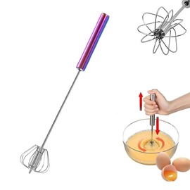 10Inch Stainless Steel Semi-Automatic Whisk Hand Push Rotary Whisk Blender Egg Beater Hand Push Mixer Stirrer Egg Scrambler for Blending, Whisking, Frothing, Beating & Stirring