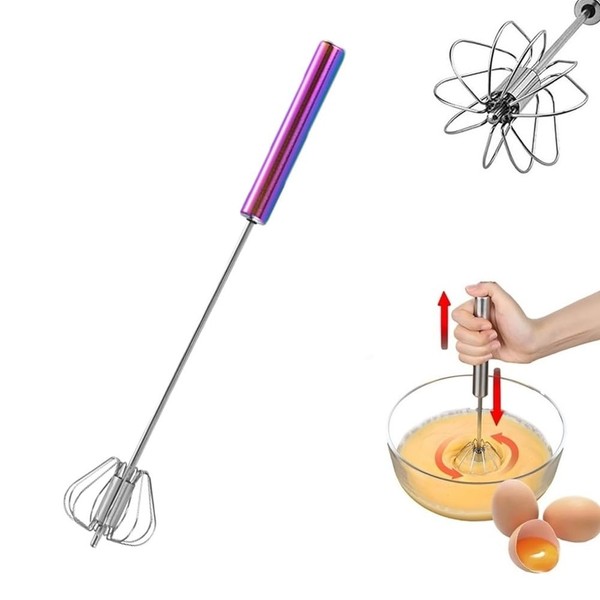 10Inch Stainless Steel Semi-Automatic Whisk Hand Push Rotary Whisk Blender