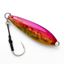BLUEWING Fishing Lures Saltwater Slow Pitch Vertical Jigs Fish Sinking Jigging Bait with Stainless Steel Hook 100g Pink/Gold