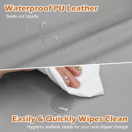 JVEOO Vegan Leather Baby Changing Pad, Waterproof & Wipeable Soft Diaper Changing Mat 32" x 16.6" Comfortable Infant Changing Station for Dresser & Table