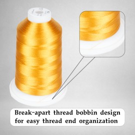 Simthread Trilobal Polyester Thread – 5000M (5500yds) No.40 – Super Sheen, Tangle-Free – Built-in Thread Lock Spool – Compatible with Brother, Singer, Janome & More, Old Gold-214