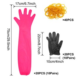 WOOPSOO 20 Pairs Field Dressing Kit Hunting Deer Cleaning Gloves Disposable Pvc Long Short Gutting Hunting Field Dressing Butchering Kit for Pig Deer Animals Butt Out Buttout Tool