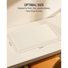 NPOOYI Silicone Art Mat for Crafts, 16" x 24" Waterproof Non-Slip Painting Mat for Kids with Raised Sides, Protects Surfaces Perfectly for Legos, Slime, Resin, Paint & Jewelry-Making, Apricot