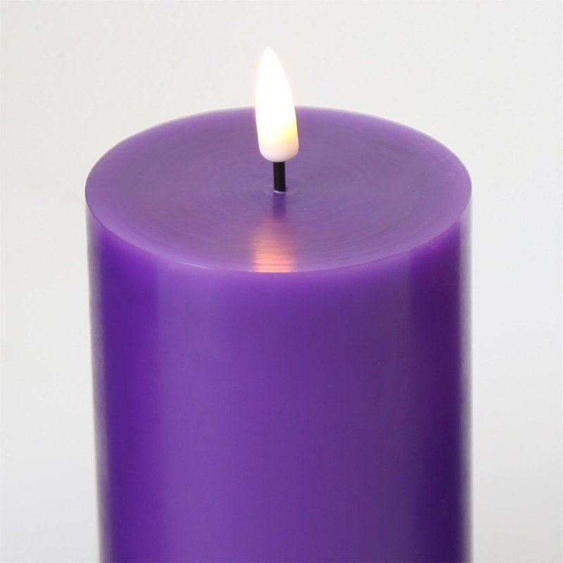 Girimax Purple Flameless Pillar Candles with Remote, Flickering Battery LED