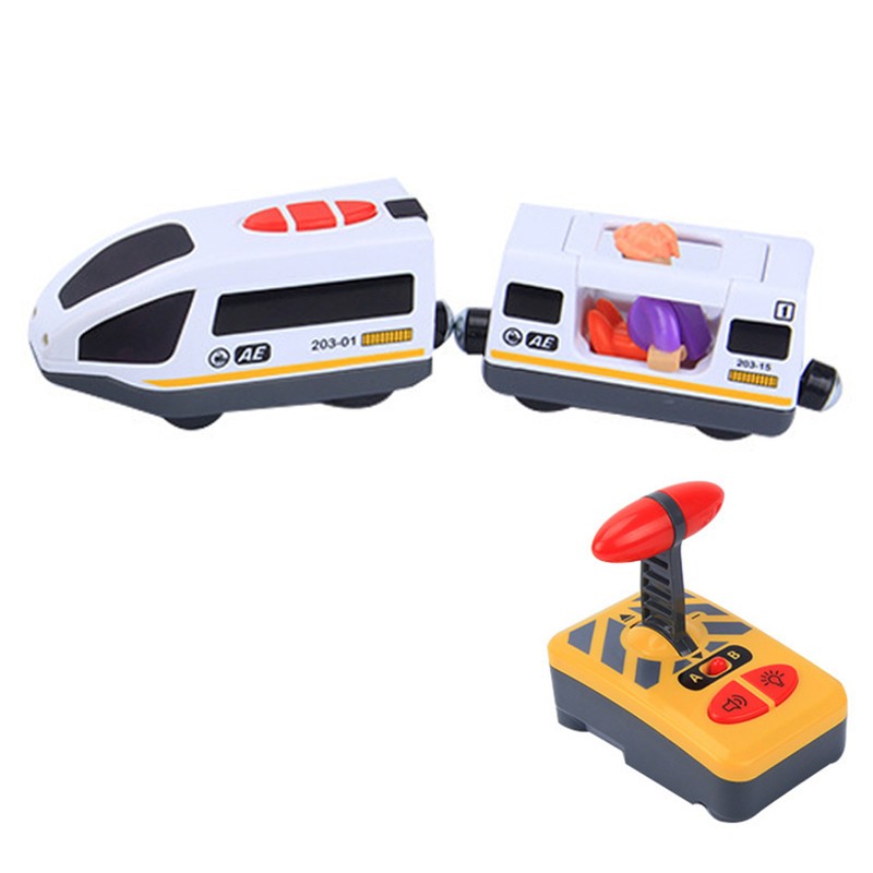 Remote Control Electric Train Toy Compatible with Wooden Track Car