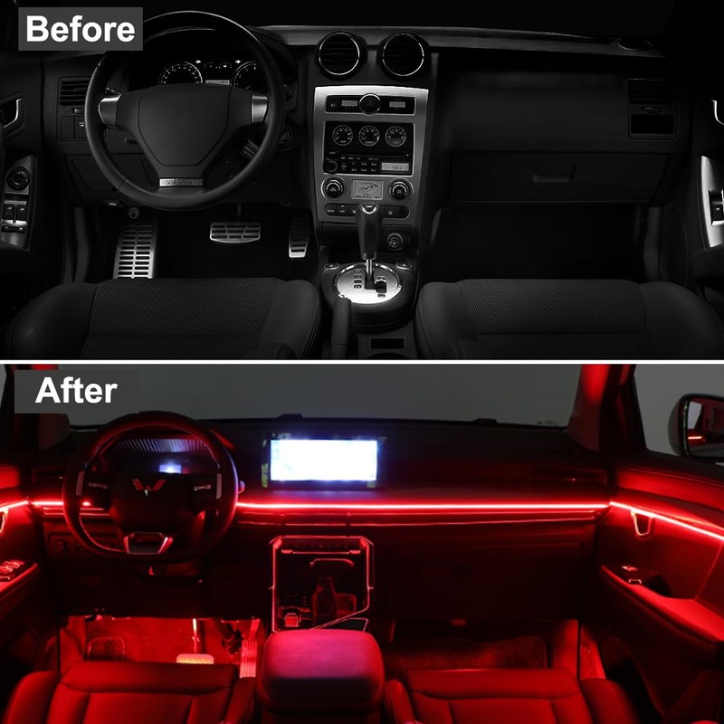 EL Wire Interior Car LED Strip Lights, USB Neon Glowing