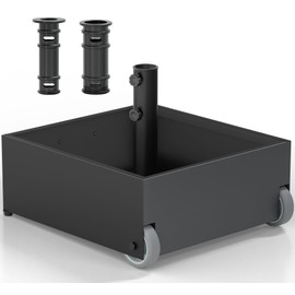 Flower Umbrella Base Heavy Duty with Wheels, Max 200lb Fillable Umbrella Stand, Metal Outdoor Umbrella Base for Patio, Deck, Poolside and Lawn