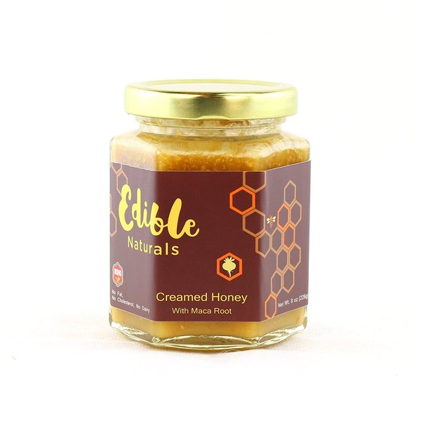WOHO Editable Pure Creamed Honey All Natural Spun Raw Honey (Maca), 8oz