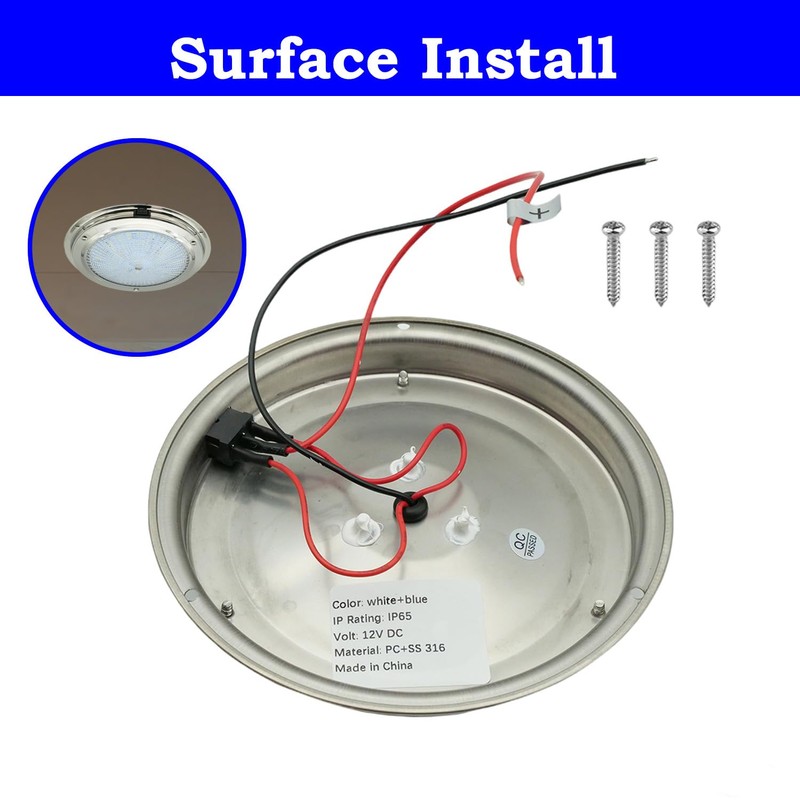 SMIXCTEK Marine Boat Dome Light, Dual Color 5.5" 12V LED