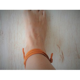 Casual Indian orange yellow tribal anklet knotted ✿ velour anklet in marigold
