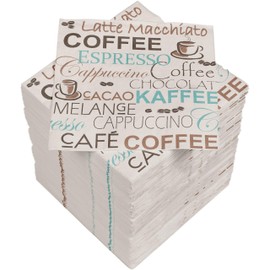 HEKU Café Motif Cocktail Napkins, 3-Ply, 25 x 25 cm, Pack of 150, Stylish Design, Ideal for Celebrations, Practical Packaging