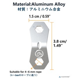 NACETURE Aluminum Alloy Rope Tensioners Camping Tent Tensioner Cord Adjuster Camping Hiking Backpacking Ultralight Tent Pegs Guy Ropes Tent Cord Silver 10 Pack
