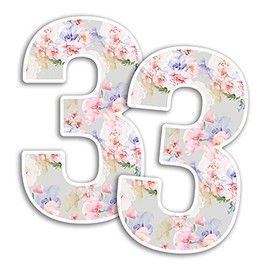 2 x 15cm Tall Vintage Floral Number Vinyl Stickers - Numbers Flowers Pattern Home Car Dustbins Wheelie Bin Garbage Bins Sticker (Number 3)