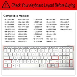 YongMai 2Pcs Silicone Keyboard Cover Skins for 17.3" HP Envy Laptops, 17M-AE011DX 17M-AE111DX 17M-BW0013DX 17-BS010NR 17-BS020NR 17-BS019DX 17-BS049DX, 15T 15-BS/CB/CC/CD/DA (Love Bear+Clear)
