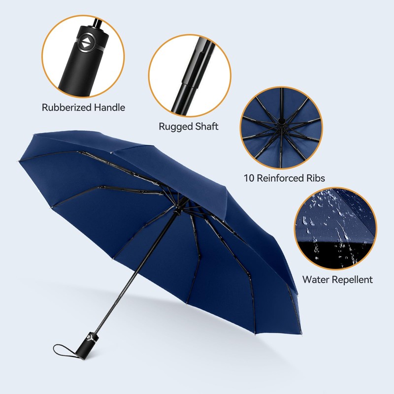 TechRise Umbrella Pocket Umbrella Storm Resistant Large -10 Ribs Windproof
