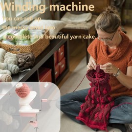 Wool Roller, Ball Winder, Pink Yarn Winder for Crochet, Plastic Wool Winder Yarn Winder, Wool Unwinder with Ball Bearing, Easy to Install Yarn Roll Winder, Knitting Machine for Adults