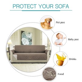 H.Versailtex Recliner Sofa 1 Seater, Water Resistant Sofa Covers for Kids, Machine Washable Chair Couch Cover with Adjustable Elastic Straps for Pets(Taupe/Beige)