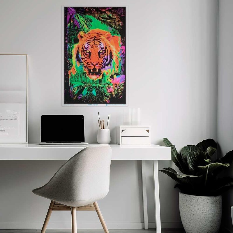 Opticz Jungle Tiger Blacklight Reactive Poster Blacklight Poster 23 x