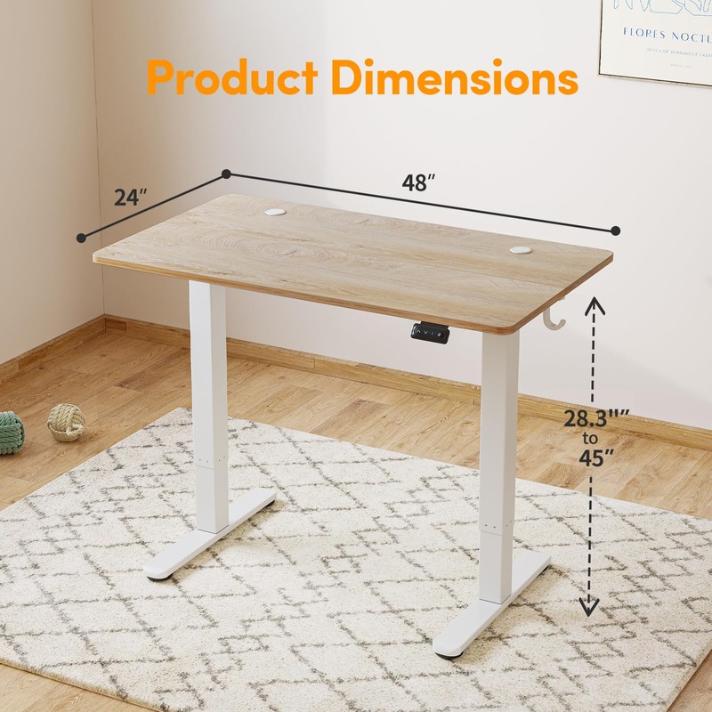 Cubiker 48 x 24 Inch Standing Desk, Stand up Height