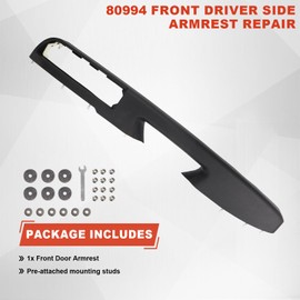 JUMOPARTS 80994 Left Front Driver Side Armrest Repair Compatible with Chevy GMC Sierra Yukon Silverado Suburban Tahoe Avalanche 2010-2014 with Door Release Handle Above Armrest 27inch Black