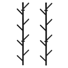 Modern Heavy Duty Coat Hanger Set of 2 - Wall Mount Hat Rack for Cowboy Hats, Baseball Caps & Jackets - Black Metal Coat Stand