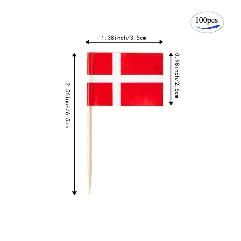 Denmark Flag Danish Flag, Small Mini Denmark Toothpick Flags for