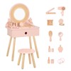 OOOK Kids Vanity Table and Chair Set, Pink Girls Vanity