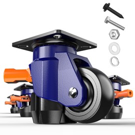 KOSTANZO Leveling Casters with Ratchet Handle Design Heavy Duty Casters Set of 4 Workbench Casters with Adjustable Leveling Pads