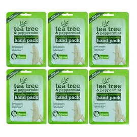Tea Tree & Peppermint Deep Moisturising Hand Mask Gloves 6‑Pack - for Dry, Cracked, Chapped Hands Repair and Intensive Hydration Treatment + AG Total Health Wrist Key Lanyard