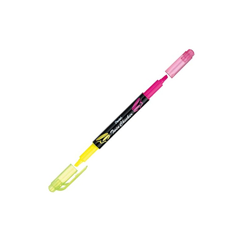 Pentel SLW8-GP Textmarker "TWIN CHECKER", 2 Spitzen, gelb/rosa