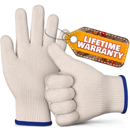 Heat Resistant Gloves for Cooking & Grilling – Aramid Oven Mitts Gloves with Fingers, Thick Knit Design Ensures Short-Term Hand Protection up to 932°F – Secure Grip for Baking, Fryer, and BBQ