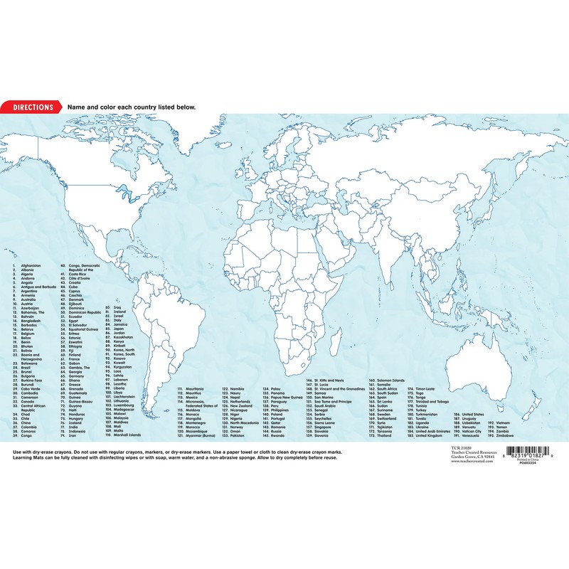 The World Map Learning Mat