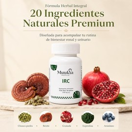 MUUKYA IRC Suplemento Natural Renal con Chanca Piedra y Reishi, 90 Tabletas