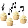 36pcs Musical Notes Cupcake Toppers，Black Glitter Note Cupcake Picks For