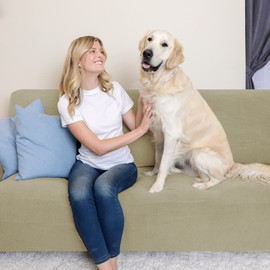 SUBRTEX Stretch Loveseat Sofa Slipcover 2 Piece Sofa Cover 2 Seater Soft Couch Slipcover Washable Furniture Covers, Jacquard Fabric Small Checks(Sand,Loveseat)