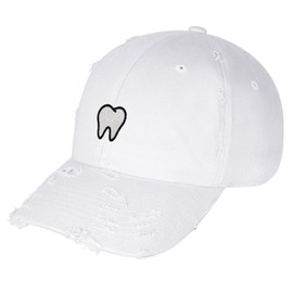 JPAK Dentist Tooth Vintage Dad Hat Frayed Embroidered Cap Dental White