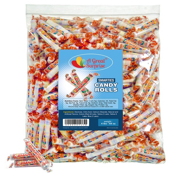 Smarties Candy Rolls Bulk - Red Candy - Original Flavor, 4LB Party Bag, Approx 230 Pieces, Bulk Candy, Family Size