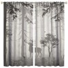 Deer Blackout Curtain,Grey Misty Forest Rustic Wildlife Moose Mountain Elk