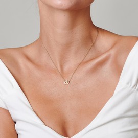 GIFT4U Initial Necklace for Women - Dainty 18K Gold Filled Initial C Necklace Cut Letter Monogram Necklace Gold Jewelry Necklace for Women