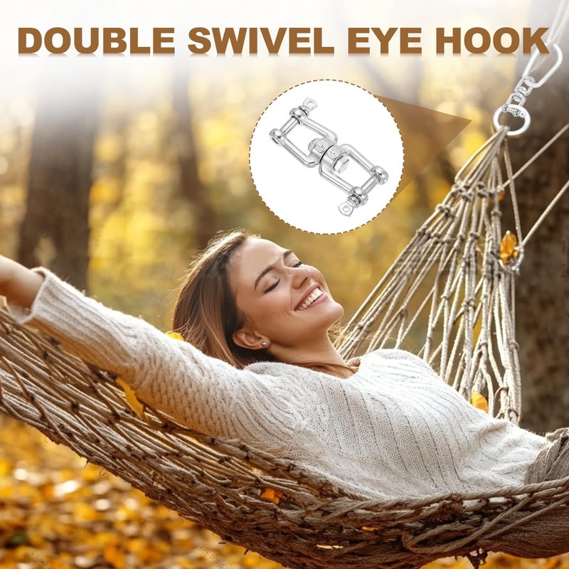 sourcing map Heavy Duty M5 Double Swivel Eye Hook, 304