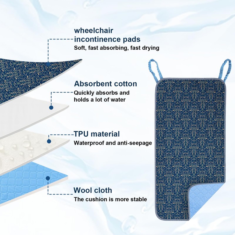 JFHNMLW Waterproof Highly Absorbent Incontinence Wheelchair Pads for Elderly (Dark