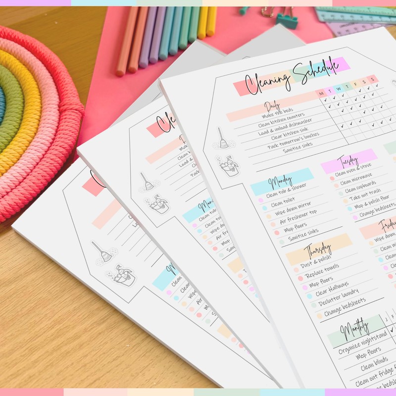 Weekly Cleaning Planner Notepad - Daily, Weekly & Monthly Cleaning