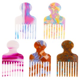 5pcs Wide Tooth Hair Pick Comb for Curly Hair, 4.72in Smooth Curls Detangling Lifting Big Comb Volumizing Afro Wavy Styling Tool for Men Women Thick Long Hairs Knot Reduction (5 Colors)