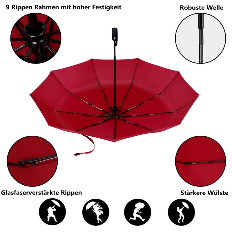 AMVUZ Umbrella Storm Proof Travel Windproof Open-Close Automatic Pocket Umbrella,