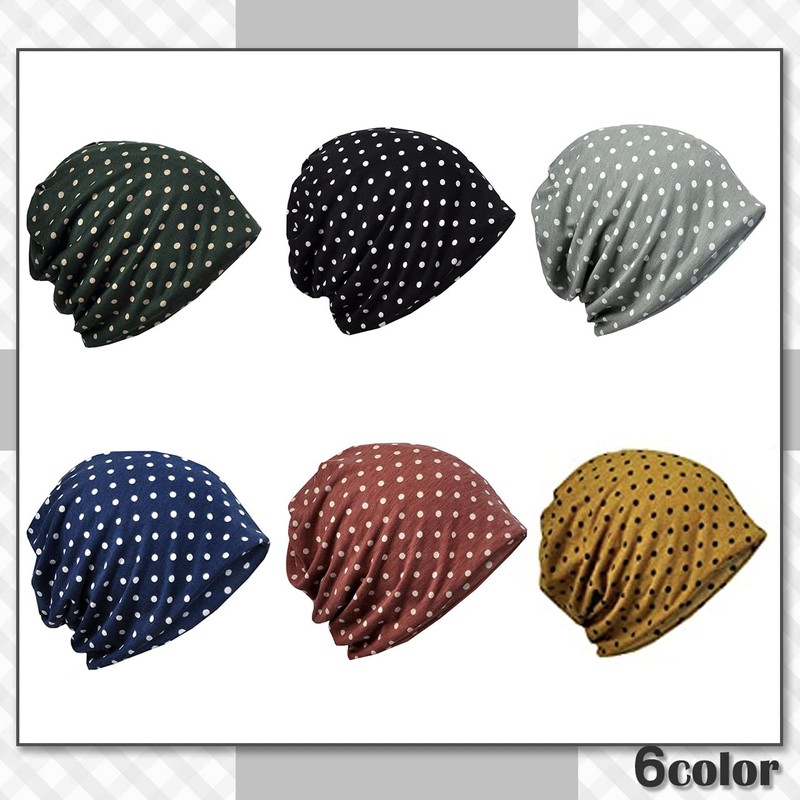 CHROME CRANE CB129 Knit Hat, Polka Dot, Knit Cap, 2-Way,