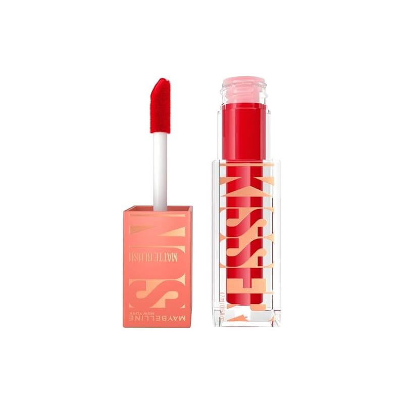 Maybelline SunKisser Rubor Líquido Mate Spicy Red, Efecto Sunglow Rojo